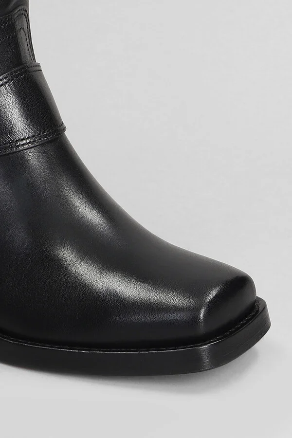 Akson Gaucho High Heels Ankle Boots In Black Leather - Image 5