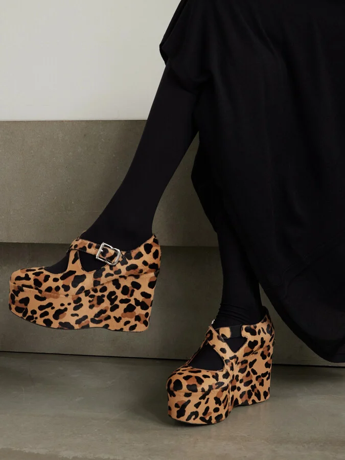 Alaïa - 110 Leopard-print Calf Hair Platform Wedge Pumps - Animal print - Image 2