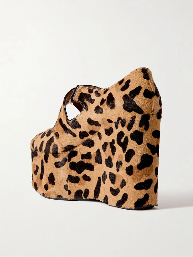 Alaïa - 110 Leopard-print Calf Hair Platform Wedge Pumps - Animal print - Image 3