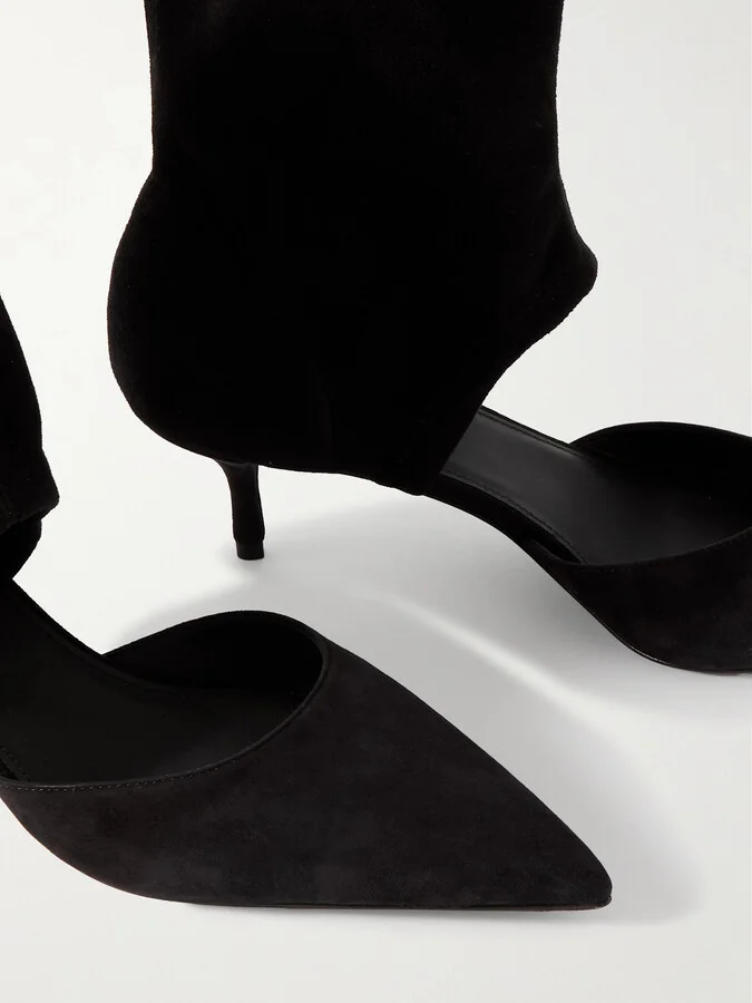 Alaïa - 55 Cutout Suede Ankle Boots - Black - Image 4