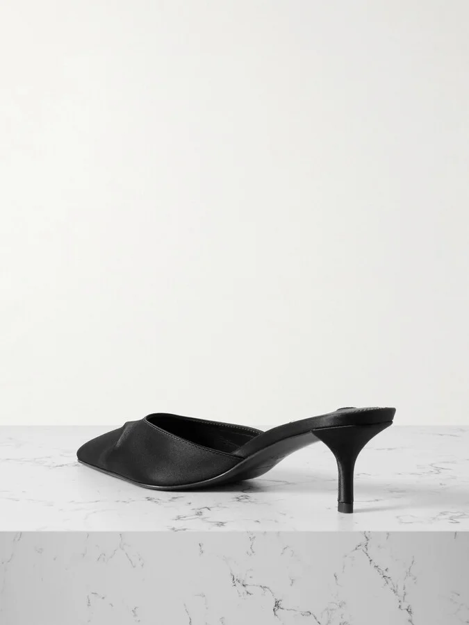 Alaïa - 55 Satin Mules - Black - Image 3
