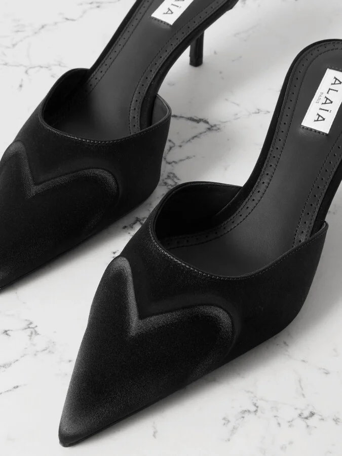 Alaïa - 55 Satin Mules - Black - Image 4