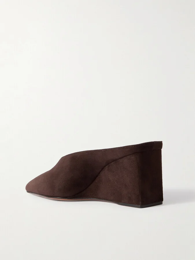 Alaïa - 75 Suede Point-toe Wedge Mules - Brown - Image 3