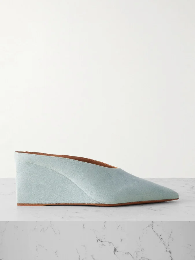 Alaïa - 75 Suede Wedge Mules - Green