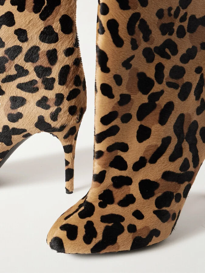 Alaïa - 90 Leopard-print Calf Hair Ankle Boots - Animal print - Image 4