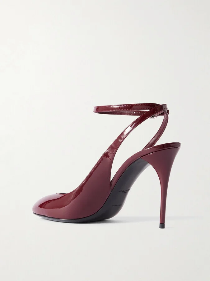 Alaïa - 90 Patent-leather Pumps - Burgundy - Image 3