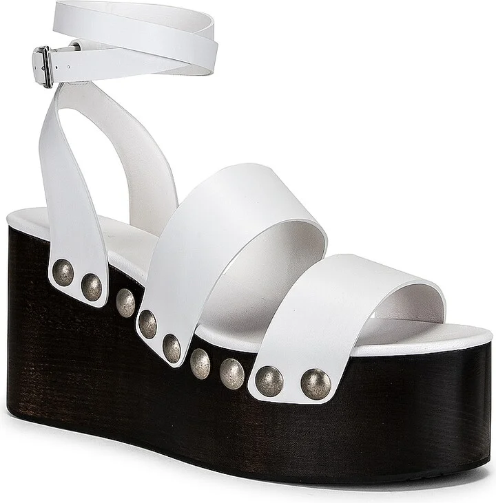 ALAÏA Ankle Strap Wedges in White - Image 2