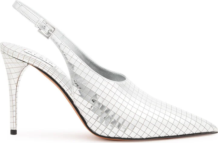 Alaïa Art Deco 90 Metallic Leather Slingback Pumps