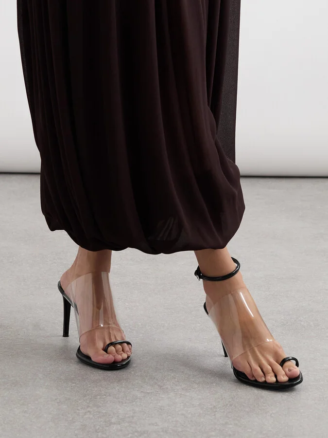 Alaïa - Asymmetric Patent-leather And Pvc Sandals - Black - Image 2