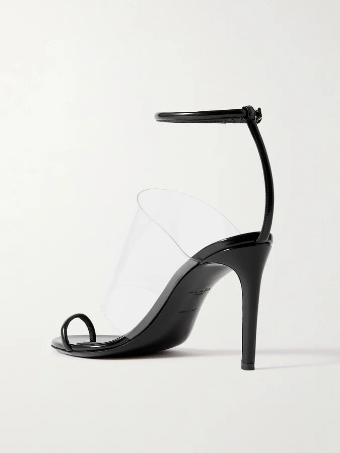 Alaïa - Asymmetric Patent-leather And Pvc Sandals - Black - Image 3