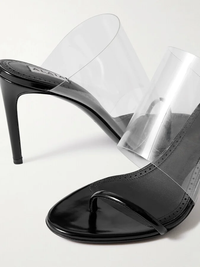 Alaïa - Asymmetric Patent-leather And Pvc Sandals - Black - Image 4