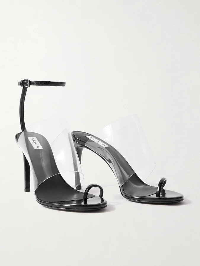 Alaïa - Asymmetric Patent-leather And Pvc Sandals - Black