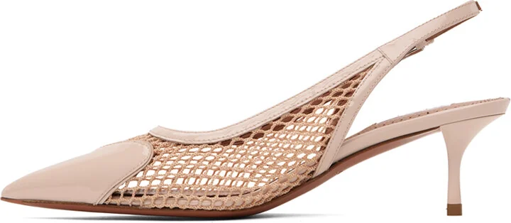 ALAÏA Beige 'Le Cœur' Slingback Heels - Image 3