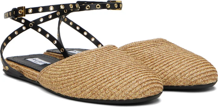 ALAÏA Beige Paper Straw Ballerina Flats - Image 4