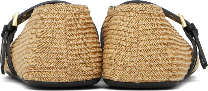 ALAÏA Beige Paper Straw Ballerina Flats - Image 2