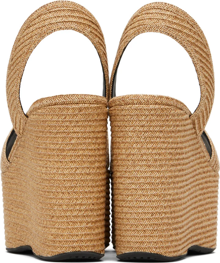 ALAÏA Beige Wedge Paper Straw Heeled Sandals - Image 2