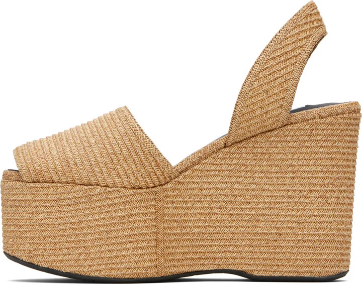 ALAÏA Beige Wedge Paper Straw Heeled Sandals - Image 3