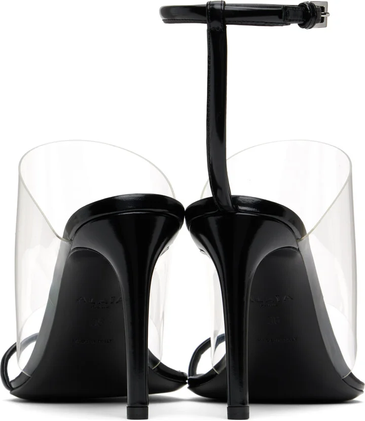 ALAÏA Black Asymmetric Heeled Sandals - Image 2