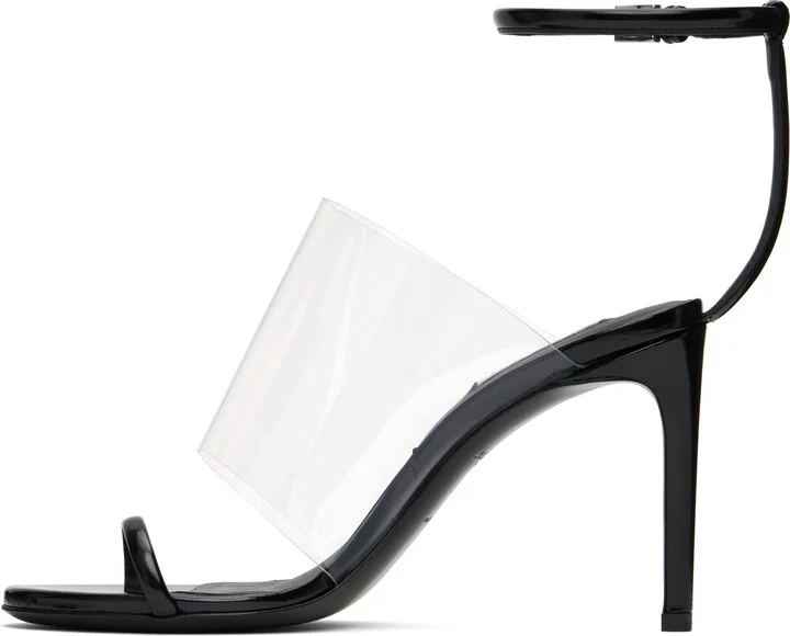 ALAÏA Black Asymmetric Heeled Sandals - Image 3