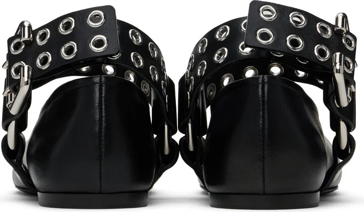 ALAÏA Black Biker Ballerina Flats - Image 2