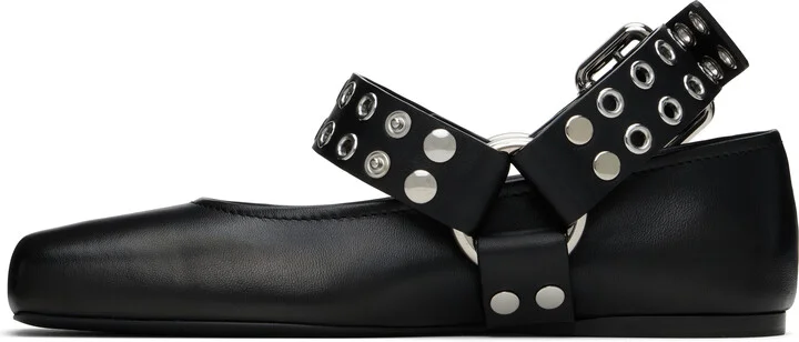 ALAÏA Black Biker Ballerina Flats - Image 3