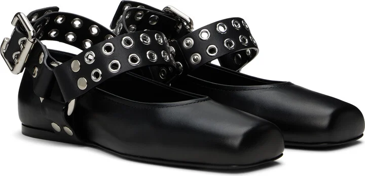 ALAÏA Black Biker Ballerina Flats - Image 4