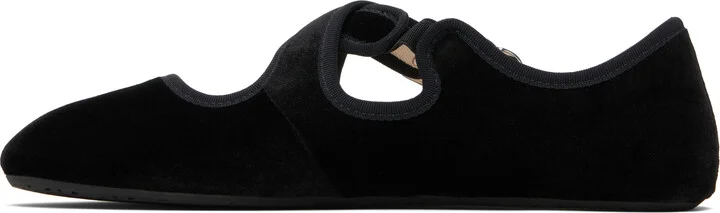 ALAÏA Black Criss Cross Velvet Ballerina Flats - Image 3