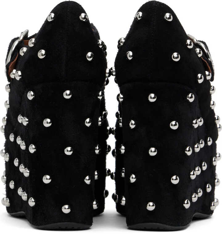 ALAÏA Black Criss Cross Wedge Heels - Image 2
