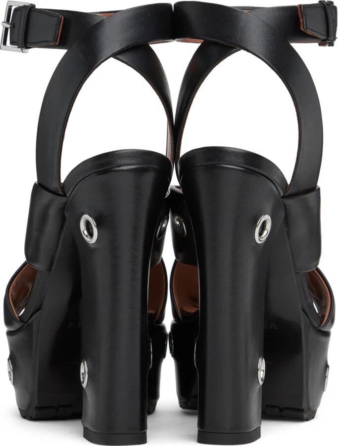 ALAÏA Black Eyelets Platform Sandals - Image 2