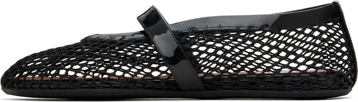ALAÏA Black Fishnet Ballerina Flats - Image 3