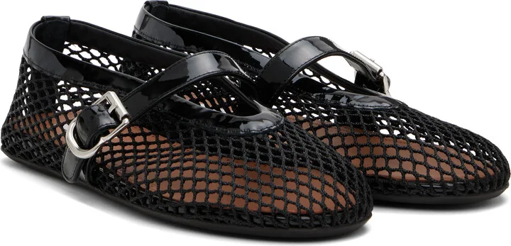ALAÏA Black Fishnet Ballerina Flats - Image 4