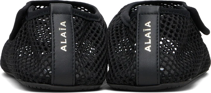 ALAÏA Black Fishnet Ballerina Flats - Image 2