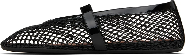 ALAÏA Black Fishnet Ballerina Flats - Image 3