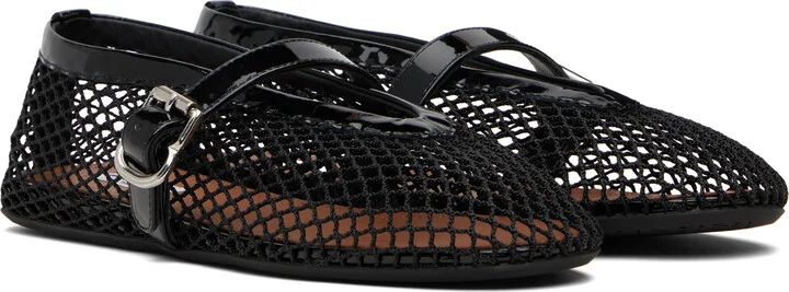 ALAÏA Black Fishnet Ballerina Flats - Image 4