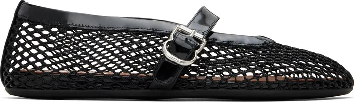 ALAÏA Black Fishnet Ballerina Flats