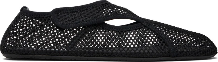 ALAÏA Black Fishnet Ballerina Flats