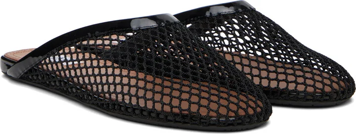 ALAÏA Black Fishnet Flat Mules - Image 4