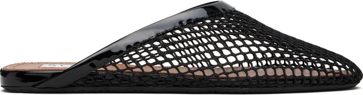 ALAÏA Black Fishnet Flat Mules