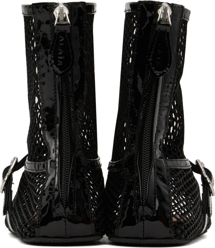 ALAÏA Black Fishnet High Boots - Image 2