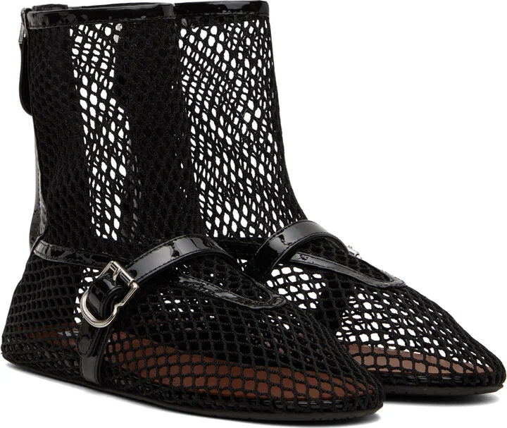 ALAÏA Black Fishnet High Boots - Image 4