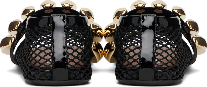 ALAÏA Black Fishnet Jewel Ballerina Flats - Image 2