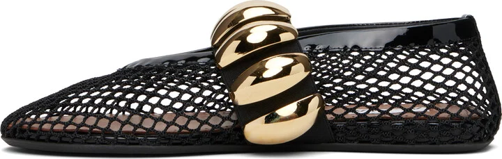 ALAÏA Black Fishnet Jewel Ballerina Flats - Image 3