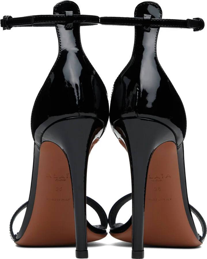 ALAÏA Black High Calfskin Heeled Sandals - Image 2