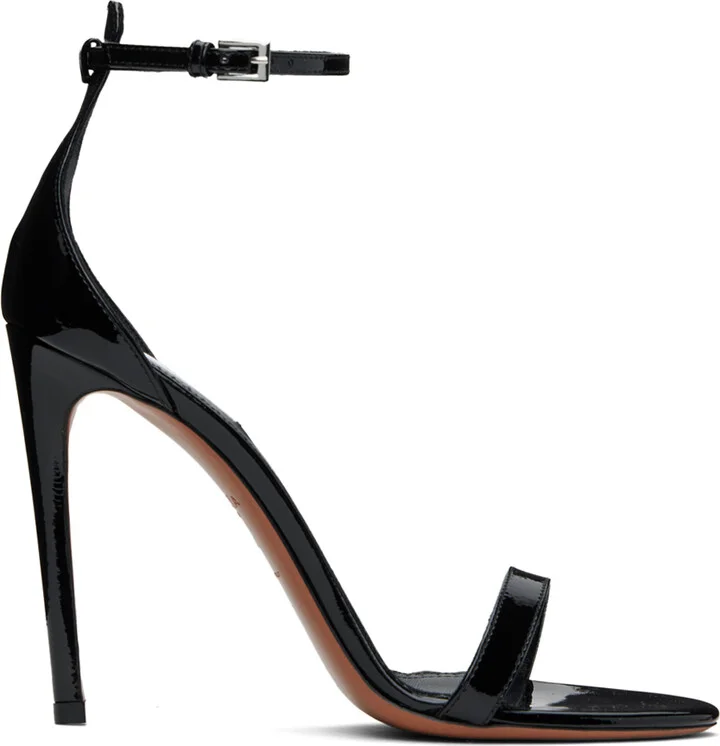 ALAÏA Black High Calfskin Heeled Sandals