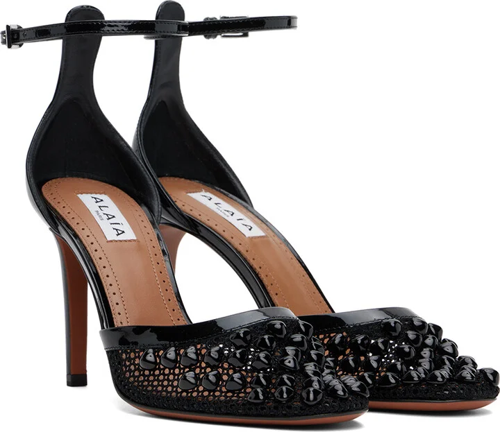 ALAÏA Black High Fishnet Heels - Image 4