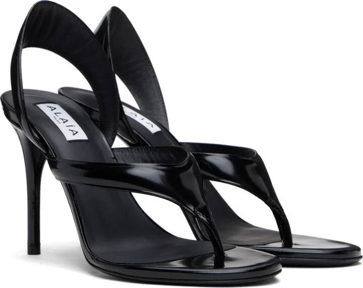 ALAÏA Black Infradito Heeled Sandals - Image 4