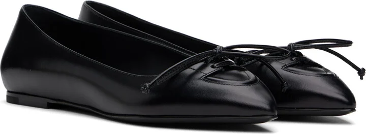 ALAÏA Black Lace-Up Ballerina Flats - Image 4