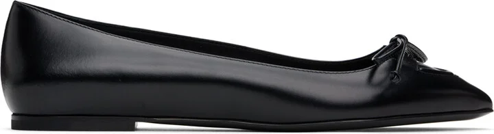 ALAÏA Black Lace-Up Ballerina Flats