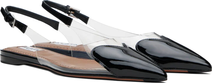 ALAÏA Black 'Le Cœur' Slingback Ballerina Flats - Image 4