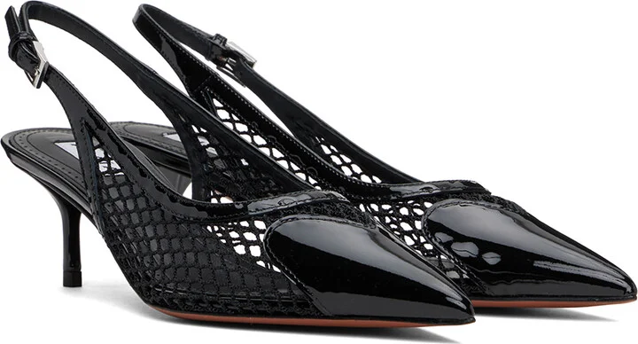 ALAÏA Black 'Le Cœur' Slingback Heels - Image 4